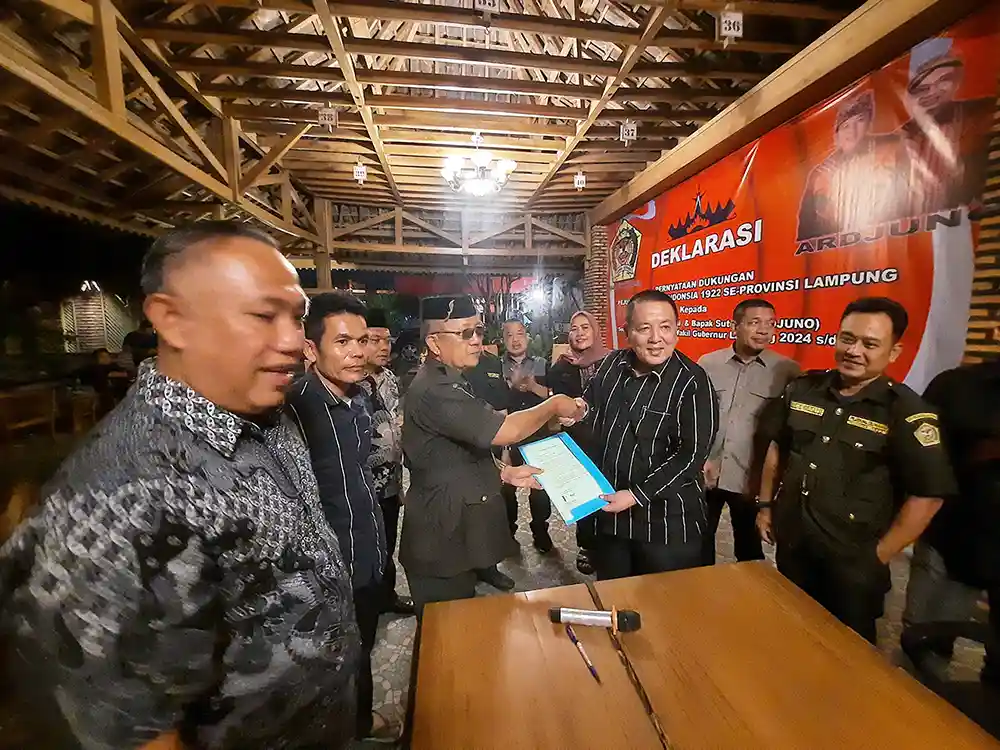 Pejuang Siliwangi Indonesia PSI Lampung Deklarasi Dukung Arinal Djunaidi -Sutono Ardjuno di Pilgub 2024
