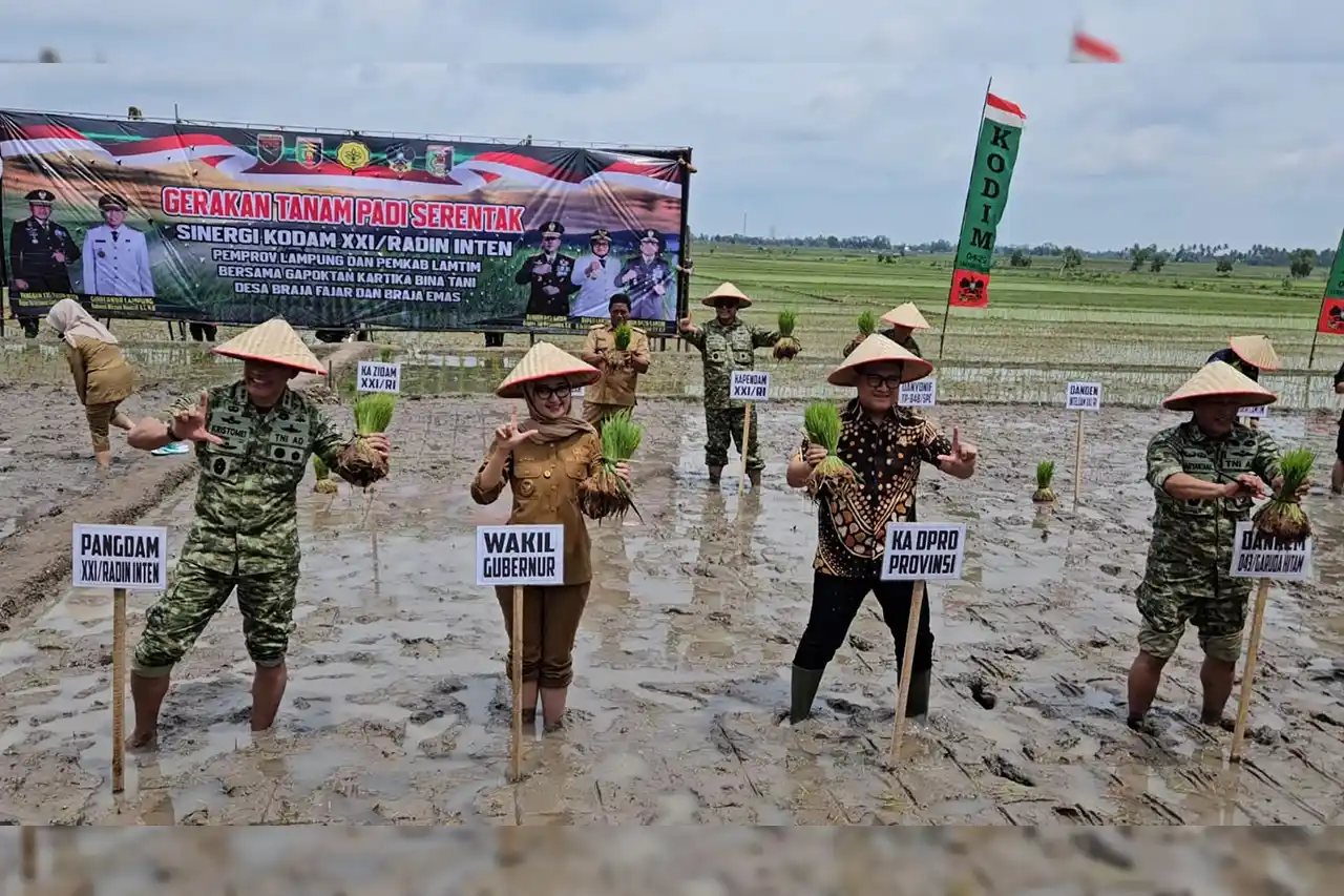 Kolaborasi Kodam XXI Radin Inten dan Pemda Dorong Produktivitas Padi Lampung Timur