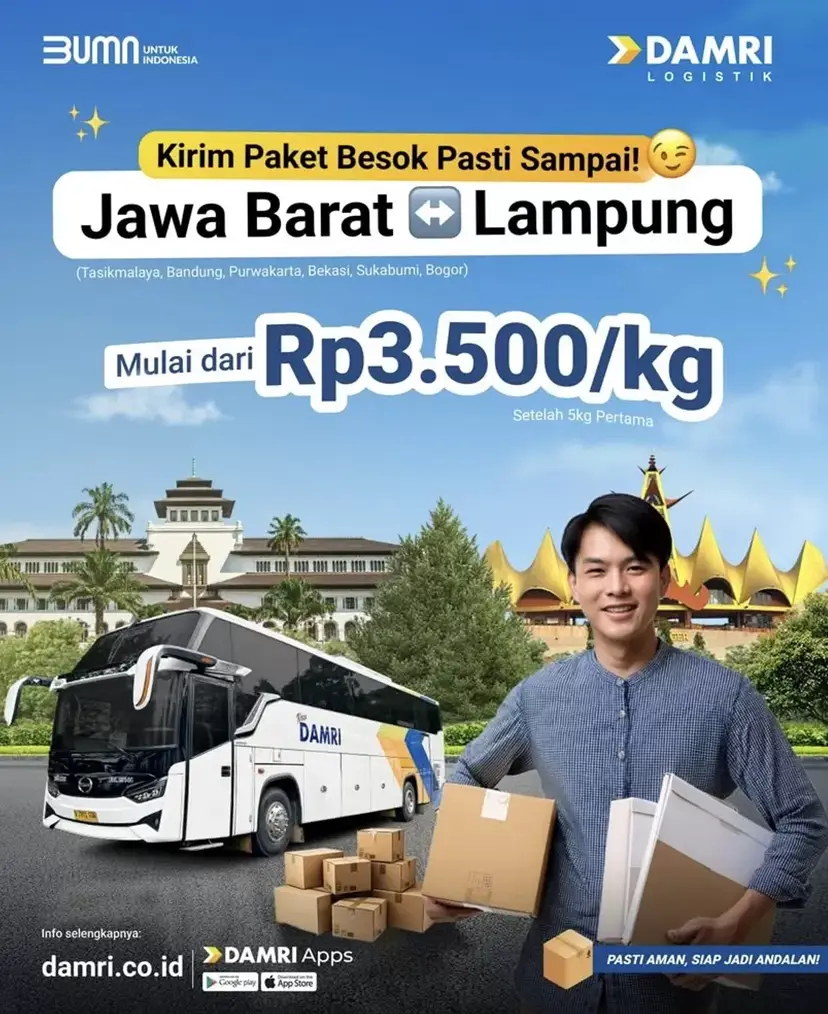 DAMRI Logistik Permudah Pengiriman Barang Jabar–Lampung Paket Ditargetkan Tiba Keesokan Hari